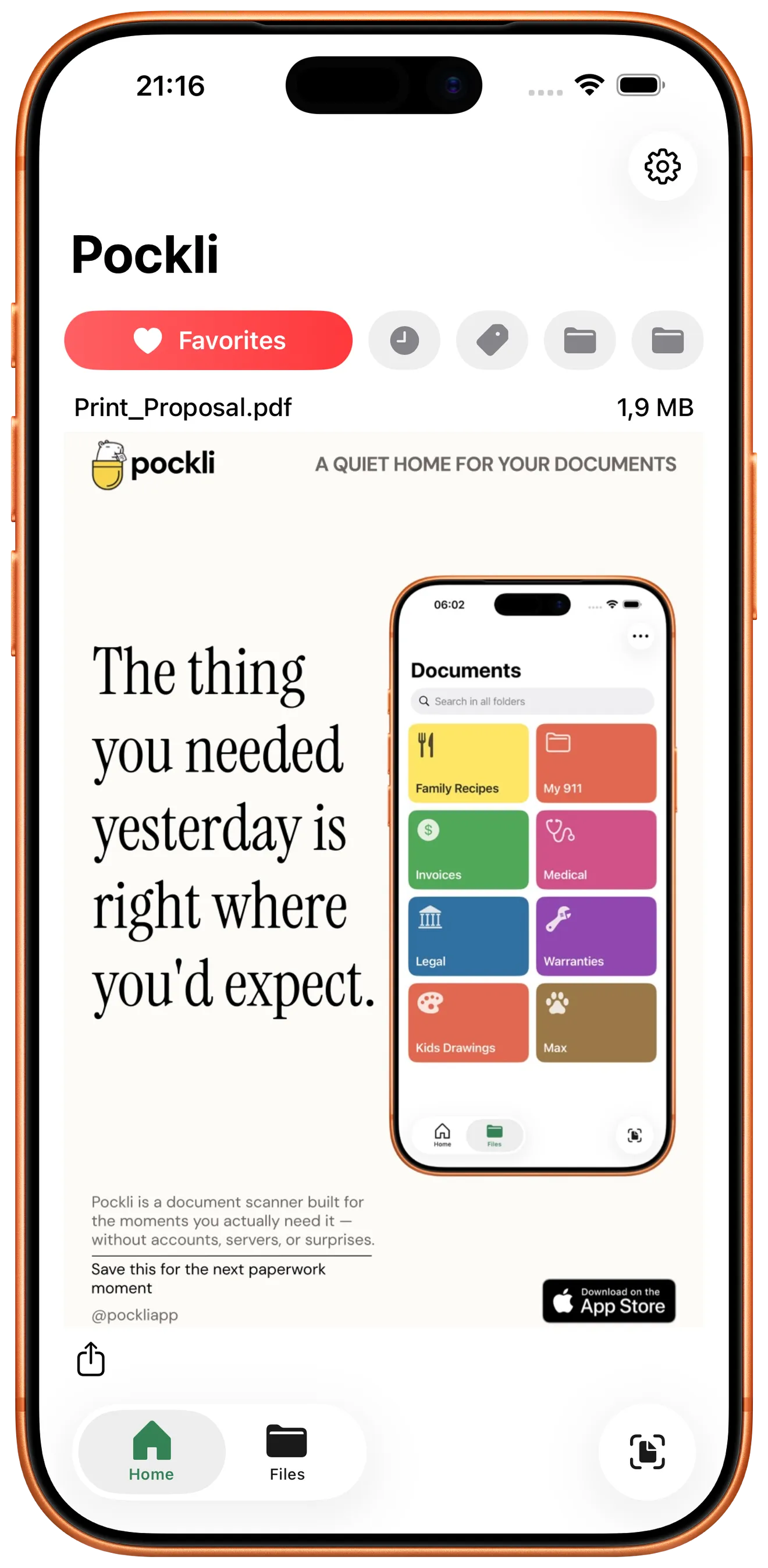 Home screen
